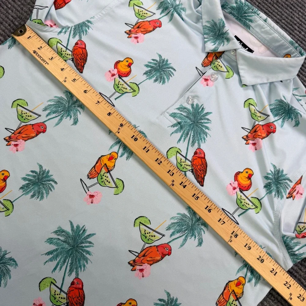 Waggle Golf Tropical Parrot Margarita Performance Polo Shirt Mens Large Casual - Picture 7 of 10